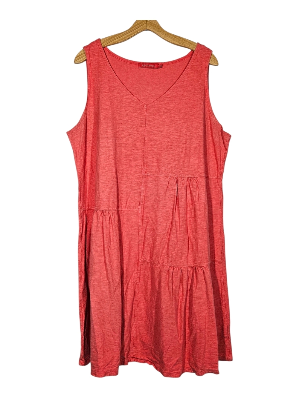 Cut Loose Tiered Linen Blend Dress Plus Womens 1X Lagenlook Casual V-Neck